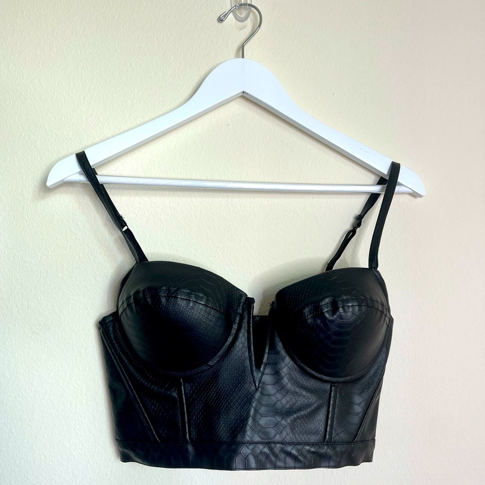 Faux leather bralet